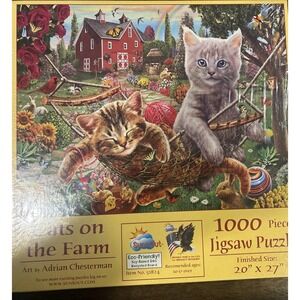Cats on the Farm by Adrian Chesterman 1000 pc puzzle SunsOut Floral Spring NEW
